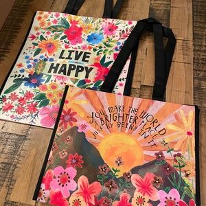 “Live Happy” Reusable Bags| set of 2